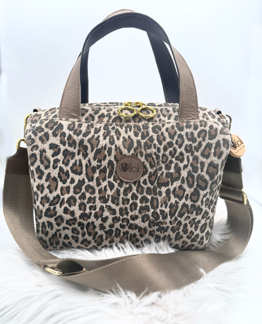 Ol.lo.li. Echtleder MaLiKa Bag XL No.2 Handtaschen Unikat Leoprint Echtleder