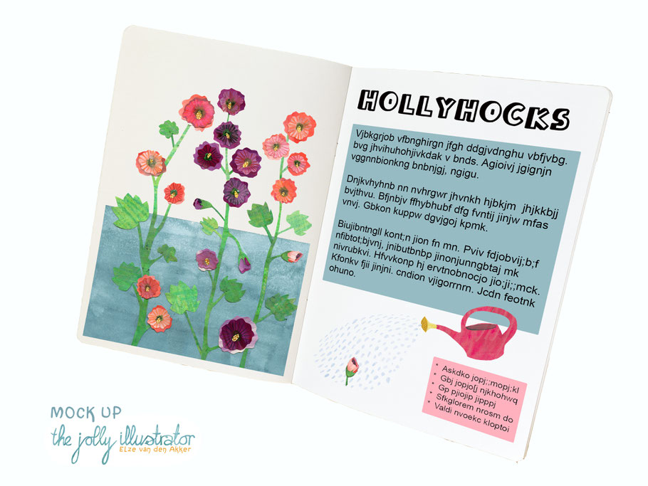 Editorial illustration for magazines about gardening.Paper cut collage by Elze van den Akker the jolly illustrator. Mock up 