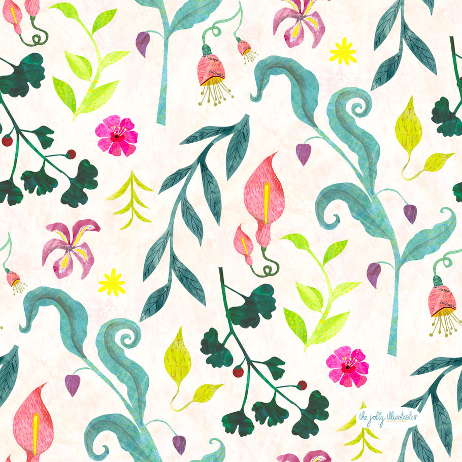 Victorian flower surface pattern design by the jolly illustrator
