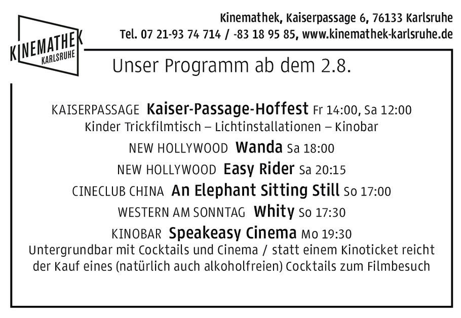 Das Filmprogramm der Kinemathek Karlsruhe