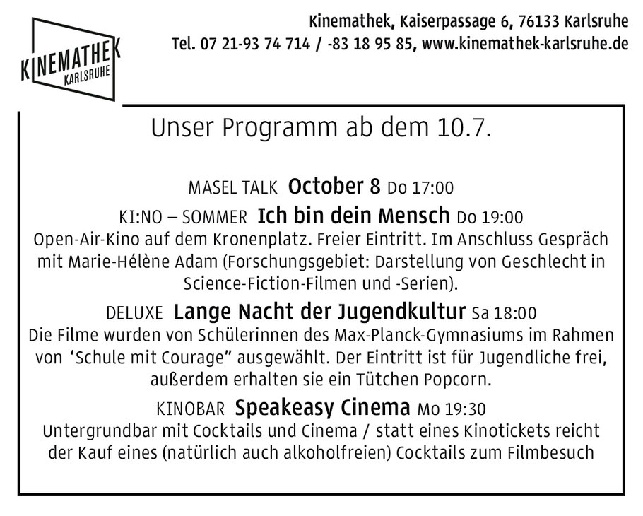 Das Filmprogramm der Kinemathek Karlsruhe