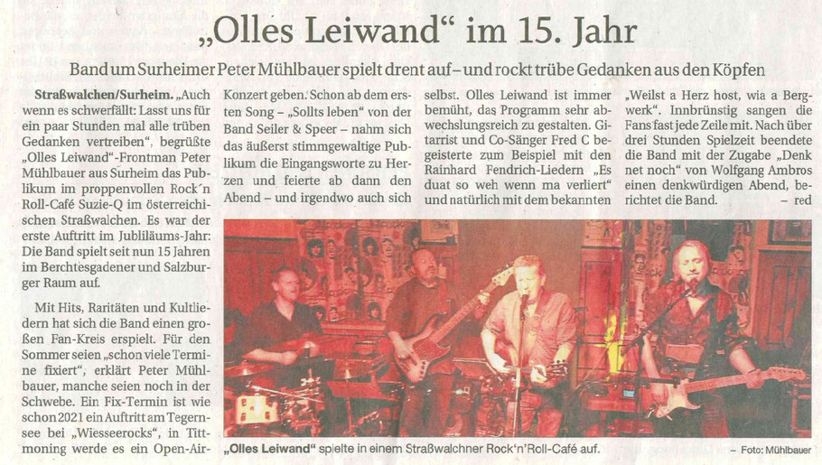 Olles Leiwand, die Live Band aus Salzburg spielt Austropop in Straßwalchen