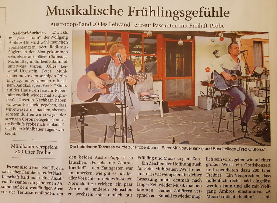 Olles Leiwand, Austropop Live Band aus Bayern und Salzburg spielt probt unplugged in Surheim