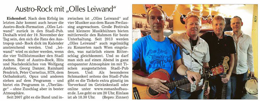 Olles Leiwand, die Austropop Band aus Freilassing spielt im Stadl-Pub in Eichendorf