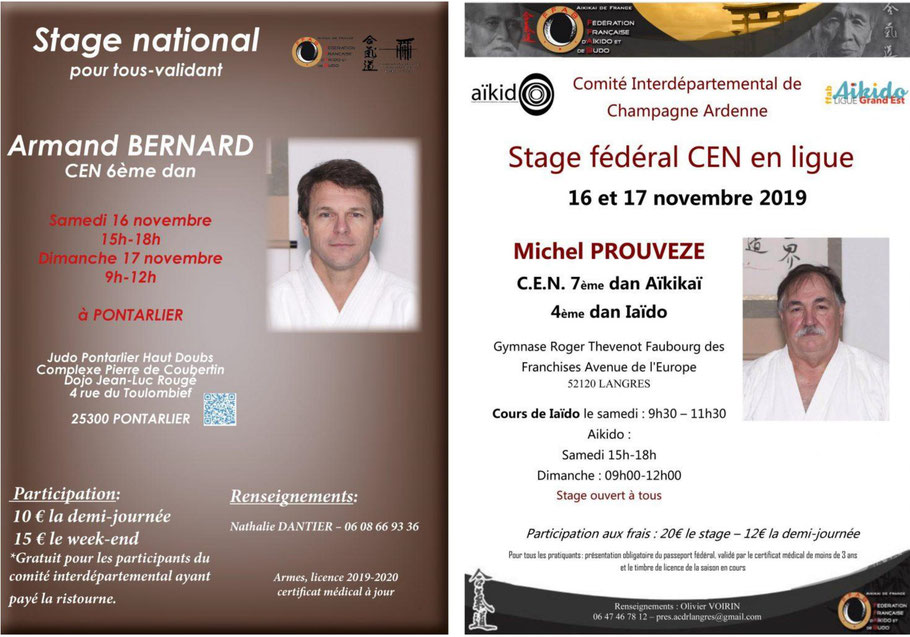 Samedi 16 et 17 Novembre 2019 : 2 stages encadré par des CEN vous sont proposés, l'un à Langres, l'autre à Pontarlier.