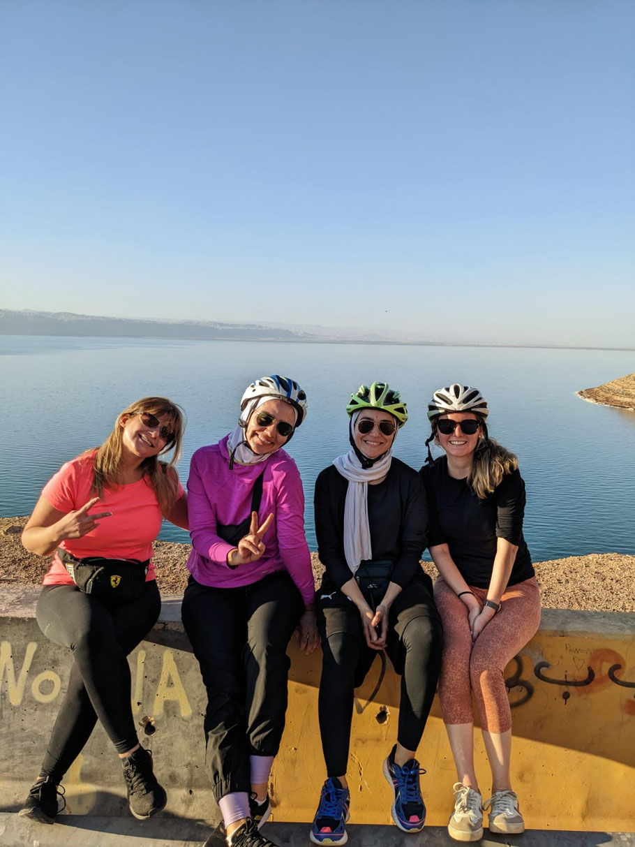 On a bike trip along the Dead Sea in Jordan