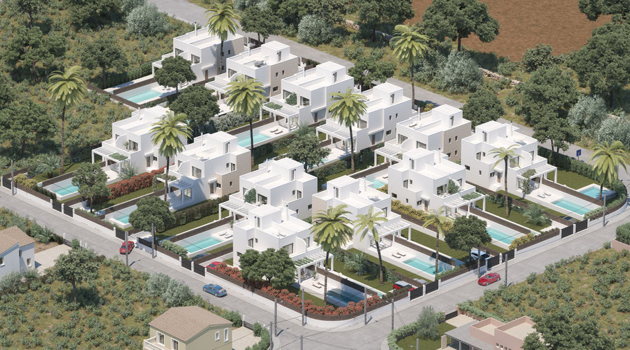 Ferienhaus auf Mallorca zum Teil mit Meerblick.