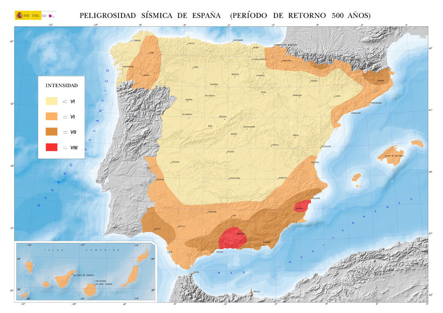 Peligrosidad sísmica en España. Instituto Geográfico Nacional
