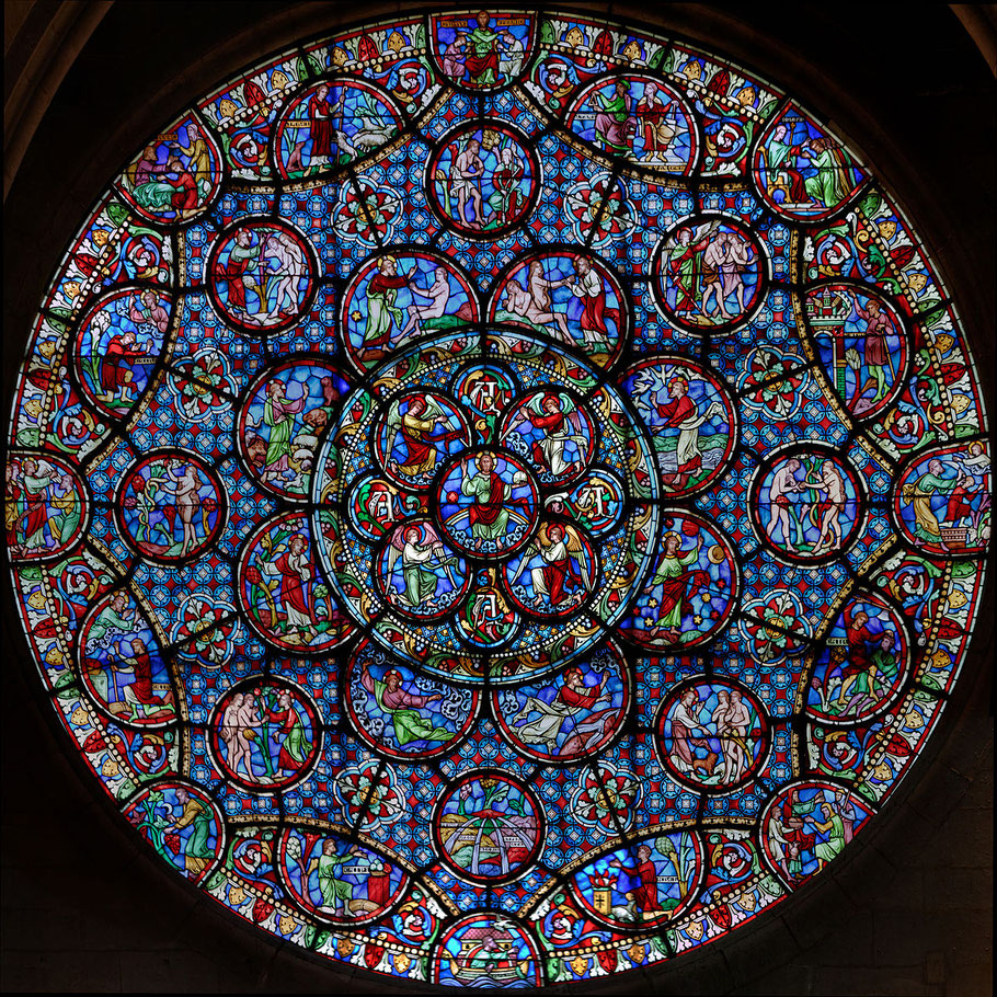 Vitrail de notre dame de Dijon, dite "La chouette"