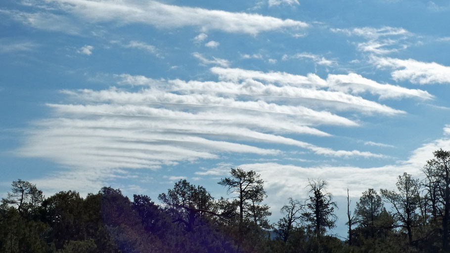 Cloud street, horizontal convective rolls, Jemez Mountains, New Mexico