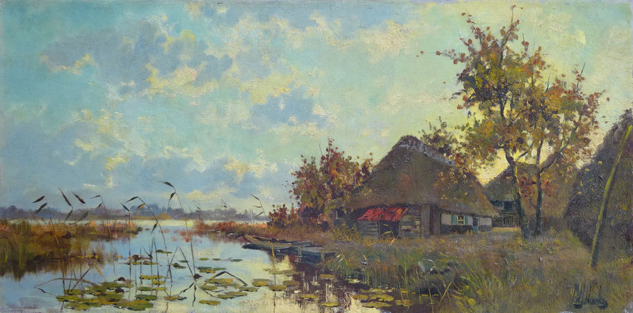 Pierre W.J. Hoeks, kunstschilder en architect. Schilderij boerderij te koop.