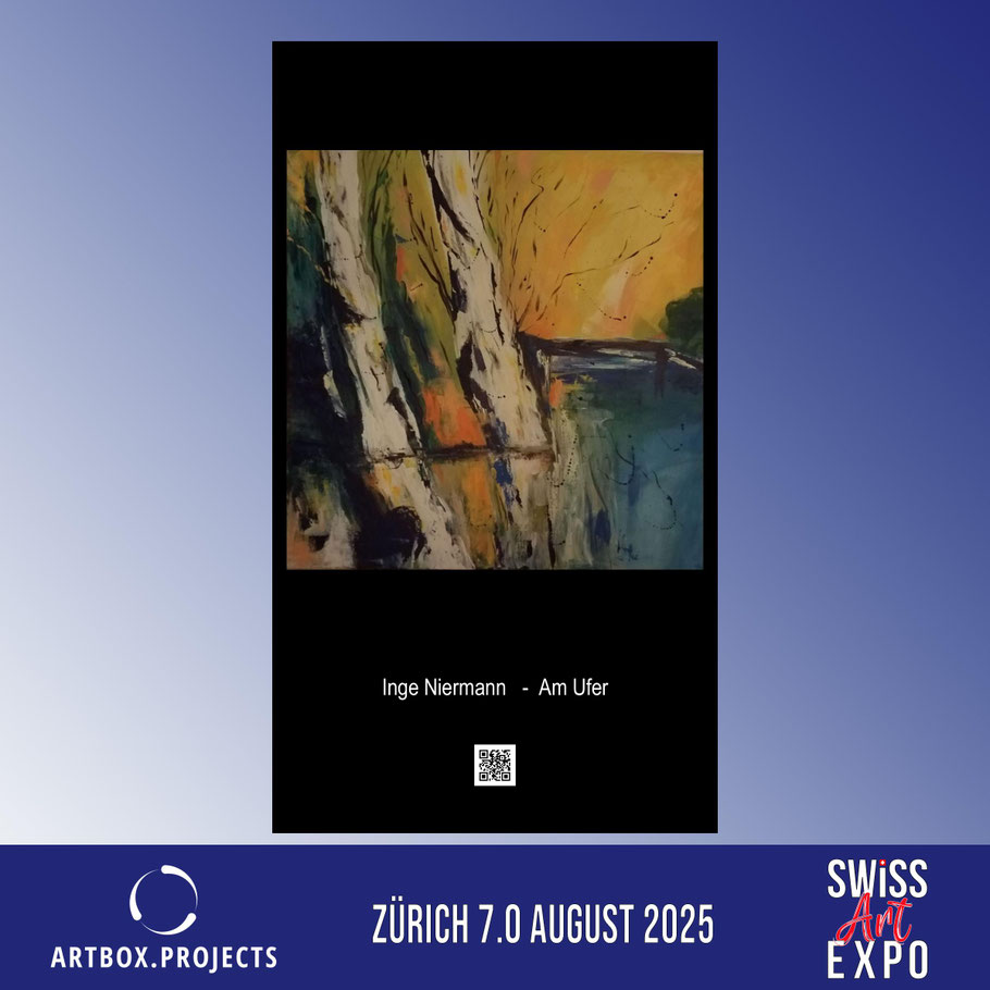 In diesem Jahr 2025 durfte ich auf der Art Zürich mein Bild "Am Ufer" ausstellen. Der Bahnhof Zürich bietet dafür eine ausgezeichnete Kulisse. 