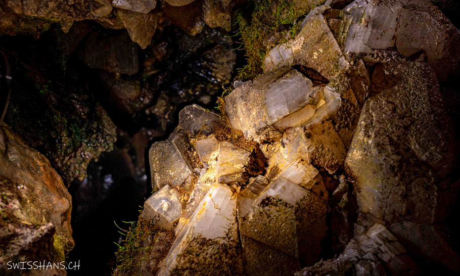 Grosse Kristall in der Kristallhöhle Kobelwald, Oberriet