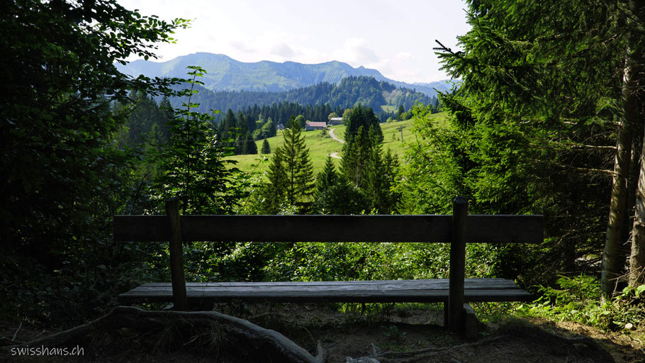 Sitzbank in der Landschaft beim Bödele