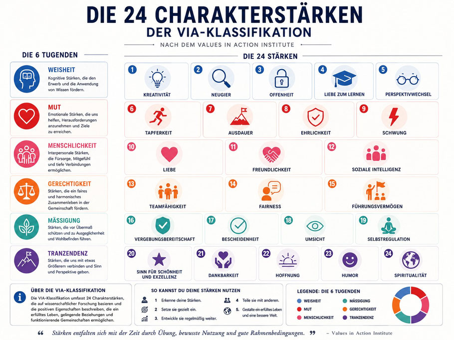 Die VIA Stärken im Überblick