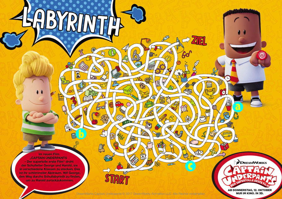 Captain Underpants Film Gewinnspiel Labyrinth - 20th Century Fox - kulturmaterial