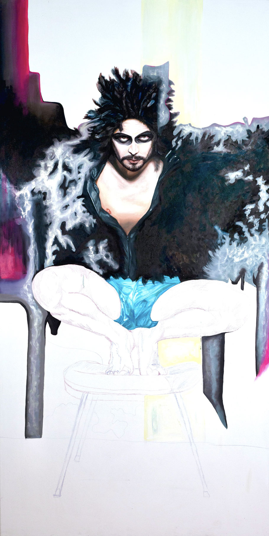 Trans/Masc, (Serie 1), #5, 2019, Öl und Acryl auf Leinwand, 200 x 101 cm
