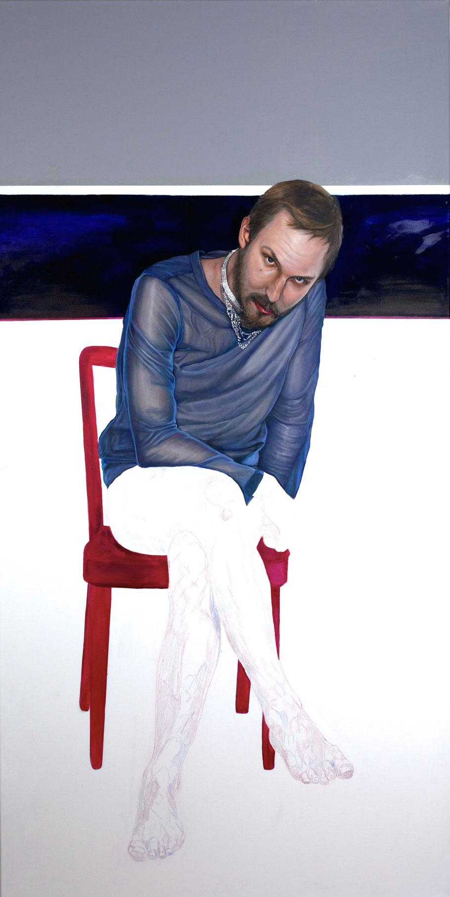 Trans/Masc, (Serie 1), #8, 2017, Öl und Acryl auf Leinwand, 200 x 101 cm