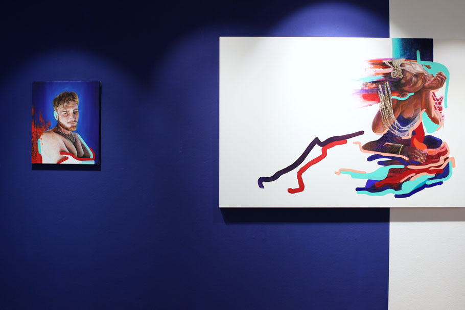 Conditio Humana 5, 2024, oil on canvas, 150 × 200 cm The Sad Boys Club 2, 2025, oil on canvas, 70 × 50 cm
