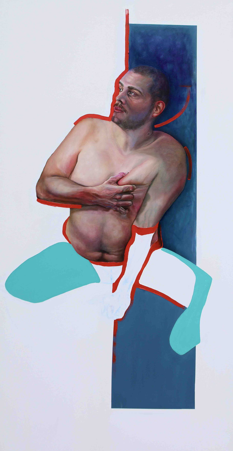 Trans/Masc, (Serie 3), #13, 2021, Öl und Acryl auf Leinwand, 200 x 101 cm