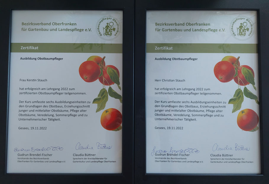 Obstbaumpflege Zertifikate