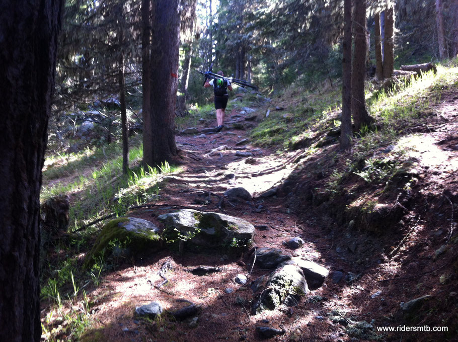 non manca un pò di spintage/portage...... 20 minuti di attraversamento bosco 