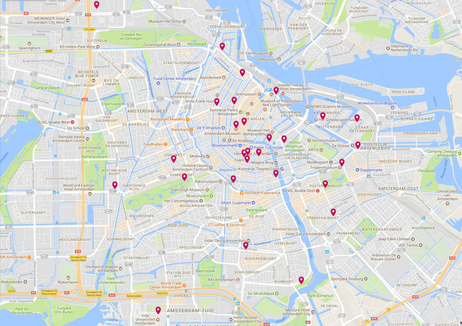Locations where the MLK statues were placed in amsterdam in 2018, you also walk by during the Selma Remembrance Walk