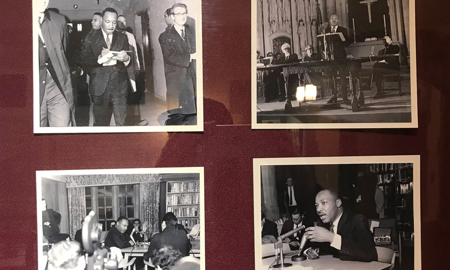 Pictures of Reverend King on the memorial wall