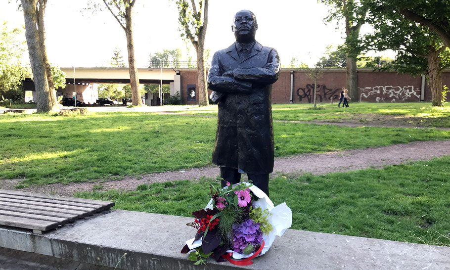 MLK Statue in MLK Park, it was tolerated by the the city council of Amsterdam, July 2020