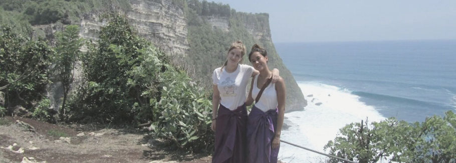 Lara with her friend on Bali, Indonesia