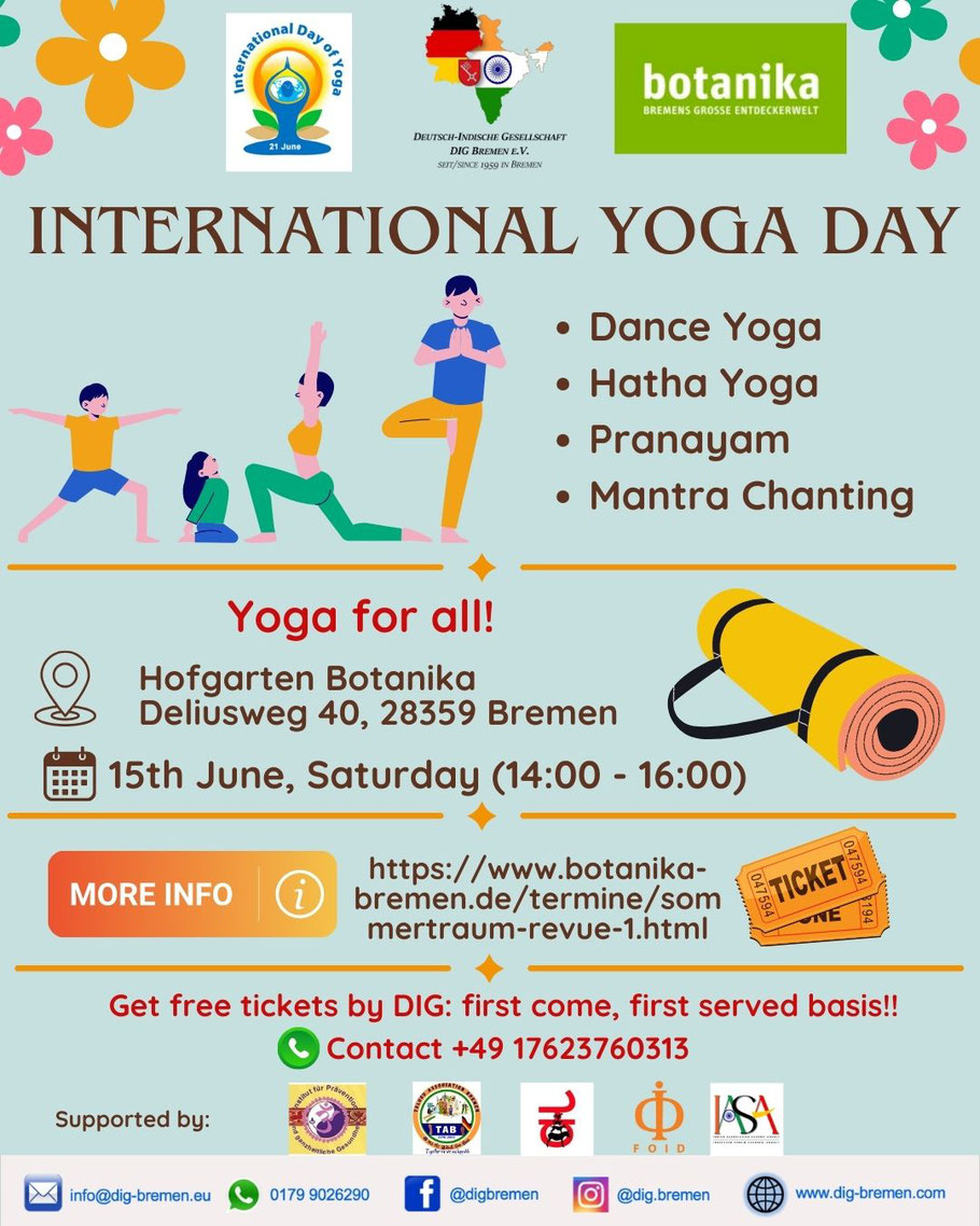 DIG in collaboration with Botanika celebrating International Day of Yoga 2024 in Bremen