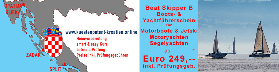 Im Urlaub als Kapitän auf einer Yacht durch die Inselwelt Kroatiens segeln, erwerben Sie den Boots- & Yachtführerschein in Kroatien