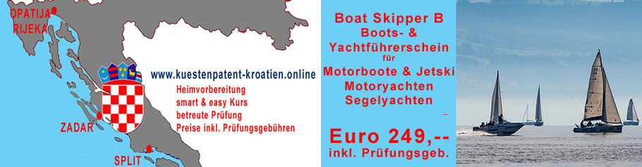 Sie wollen Ihren Urlaub in Kroatien als Kapitän auf "Ihrer" gecharterten Yacht genissen? Erweben Sie das Küstenpatent für MY & SY