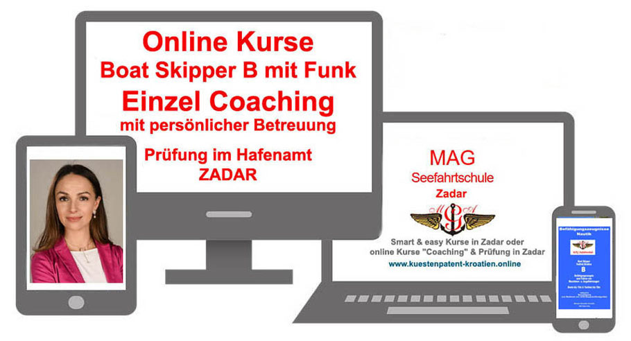 Boat Skipper B inklusive UKW Funk - Küstenpatent - Bootsführerschein - Yachtführerschein - Kurse & Prüfung in Zadar - Anzeige & Fotos © MAG Reisemagazin