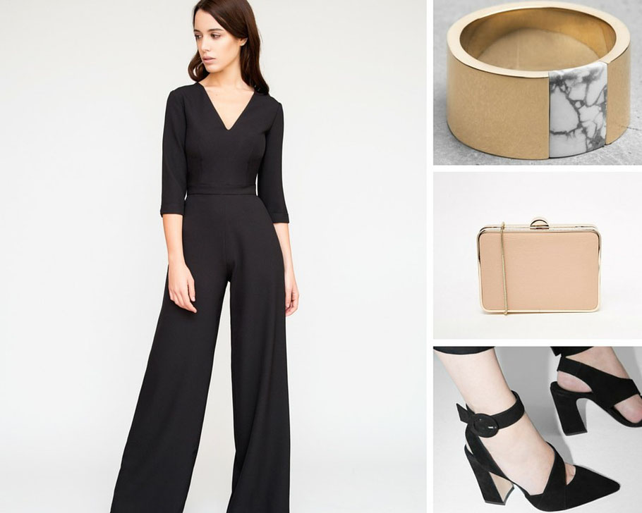 Look perfecto para nochevieja con mono negro de fiesta