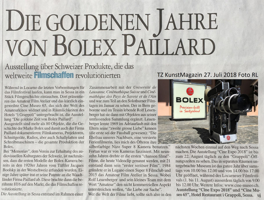 TZ TessinerZeitung - 27. Juli 2018 - (Foto insert by RL)