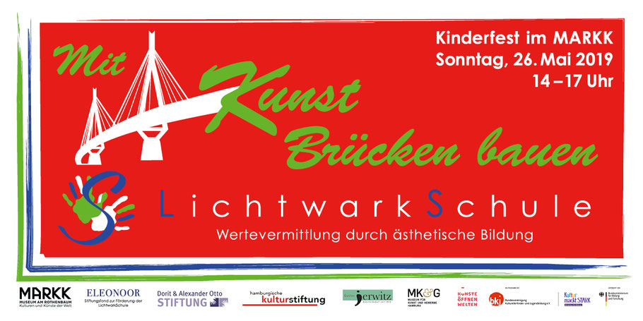 Motiv: Einladungskarte zum Kinderfest am 26. Mai der LichtwarkSchule im MARKK Museum am Rothenbaum