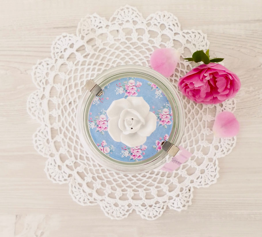 Rosenlüten Knopf Weckglas Badesalz DIY