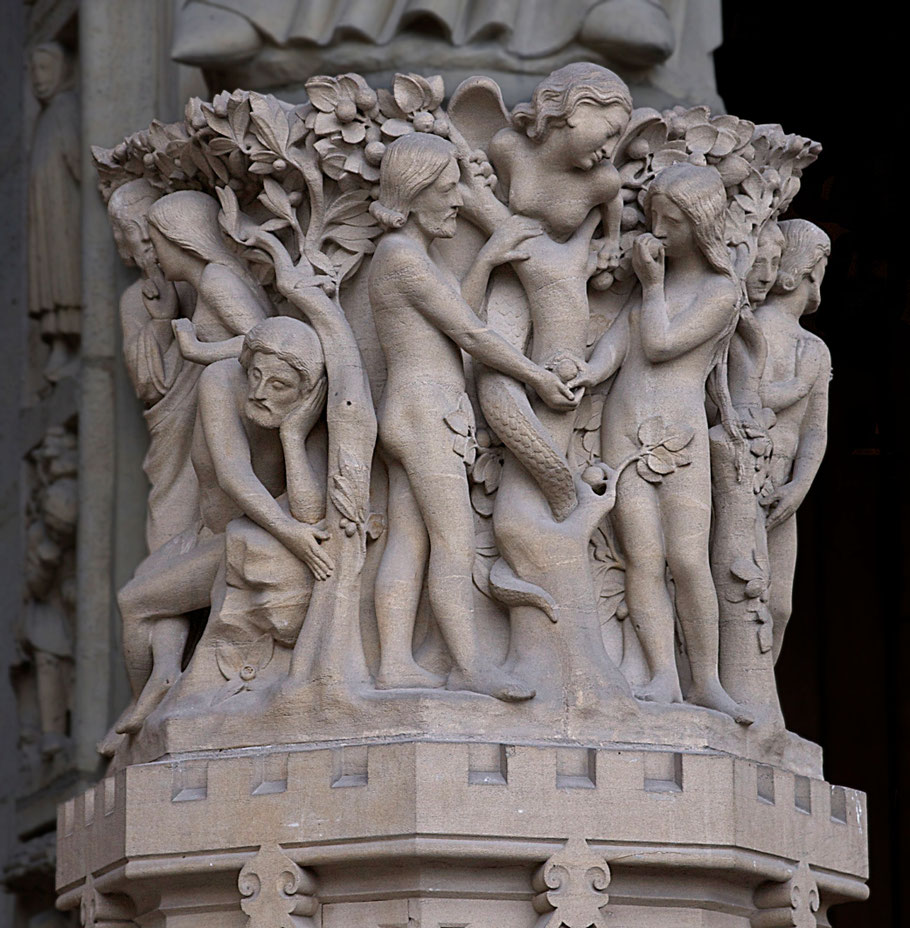 "Tentazione di Adamo ed Eva", Notre Dame, Parigi