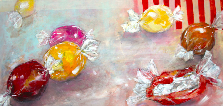 Leckereien   80  x 40   Acryl, Bleistift 