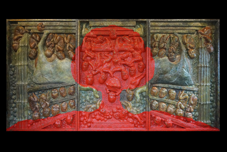 DOWENEEDIT　　182ｃｍ×350ｃｍ×13ｃｍ　Mixed media