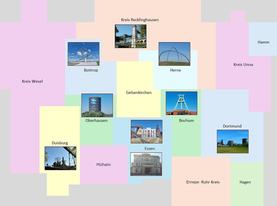 Karte Ruhrgebiet mit Sehenswürdigkeiten