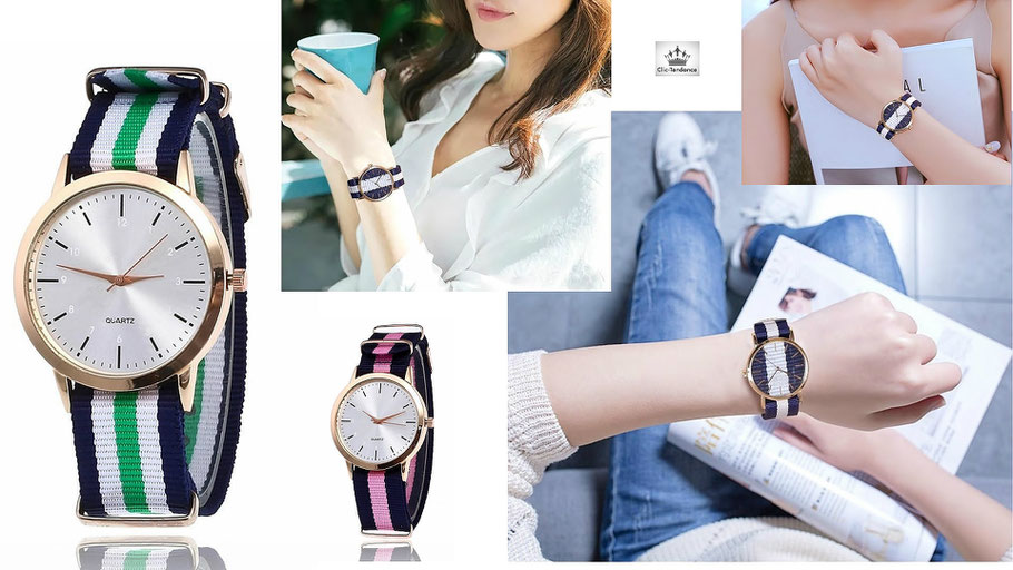 montre tissu femme pas cher style daniel wellington