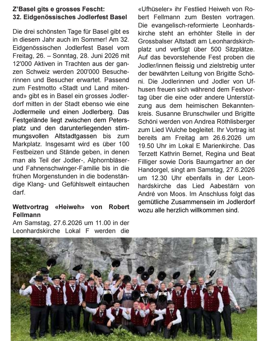 32. Eidgenössisches Jodlerfest Basel 26.06- 28.06 2026