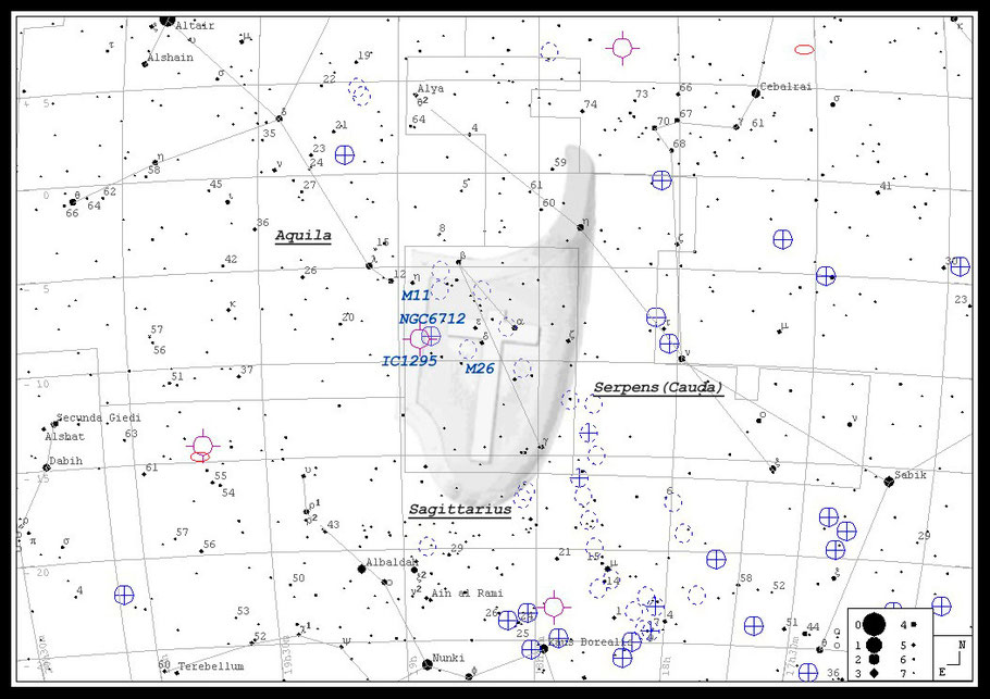  M 11 • NGC 6705 • Wildentenhaufen • C 1848-063 • OCl 76 • Mel 213 • Cr 391 • Lund 865 • Aufsuchkarte - MeixnerObservatorium