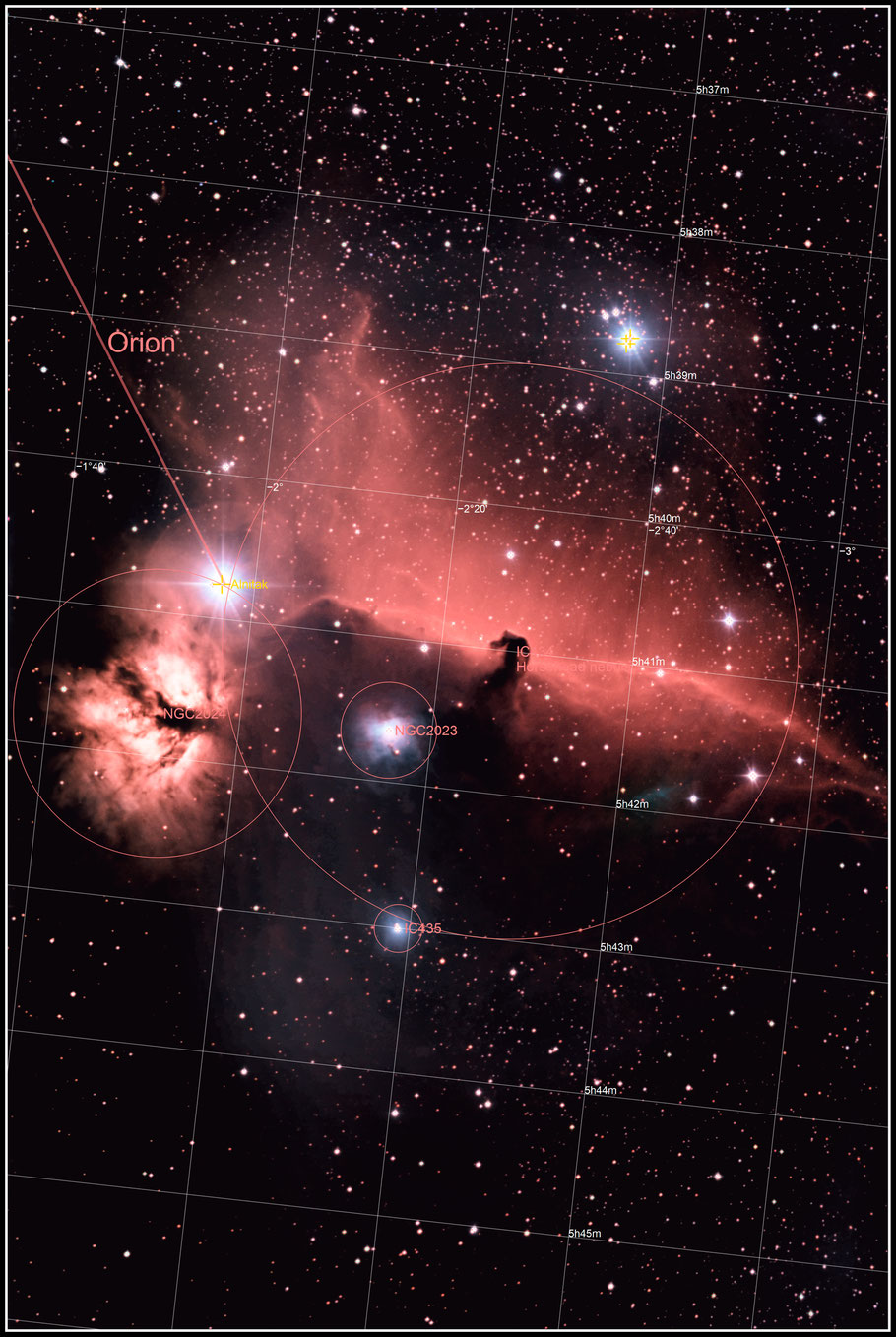 IC 434 • LBN 954, Sh-2 277 -  Objektidentifikation - MeixnerObservatorium