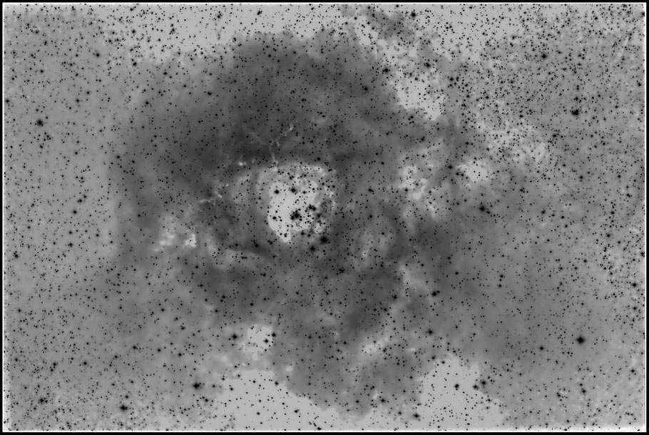  NGC 2237 • NGC 2238 • NGC 2239 • NGC 2244 • NGC 2246 • Rosettennebel- invertierte Aufnahme MeixnerObservatorium 