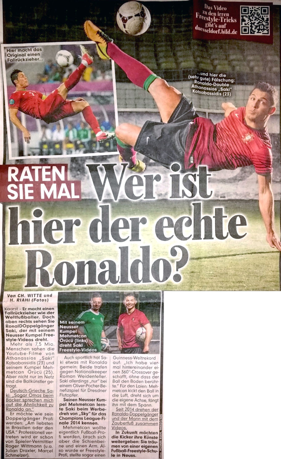 Orginal Bild.de Zeitungsartikel Saki Ronaldo Double Fussball Freestyler Künstler