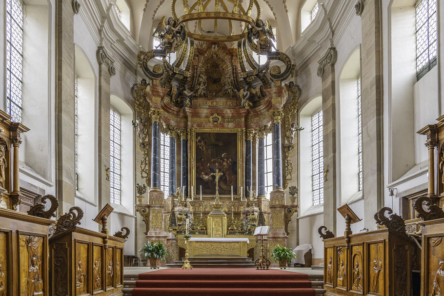 Bild: Der Hauptaltar der Abtei- und Pfarrkirche Ebersmünster im Elsass, Frankreich