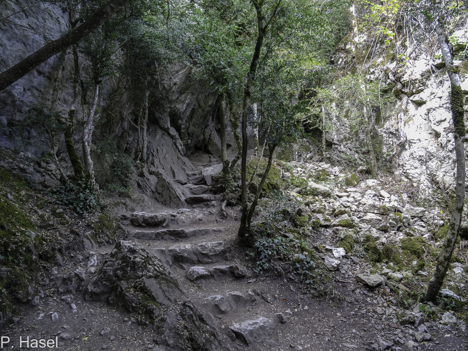 Bild: Fußweg zu Château de Peyrepertuse - Katharerburg Peyrepertuse 